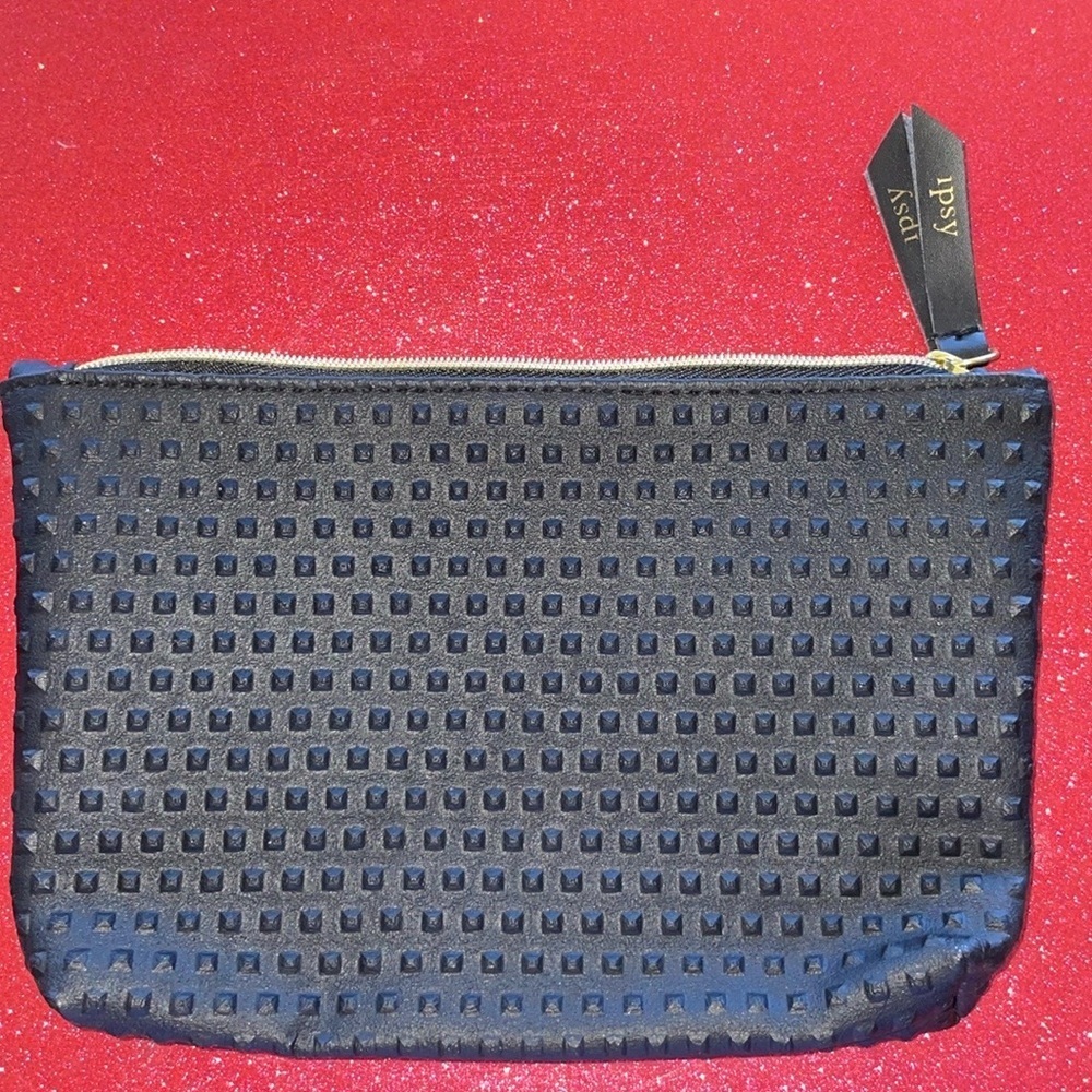 4/$10 Ipsy Glam Bag New September 2017 Black Texture Vegan Leather “Like A Boss”